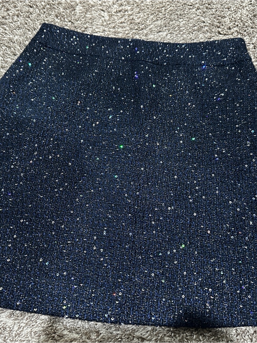 LOFT Navy Sequin Mini Skirt